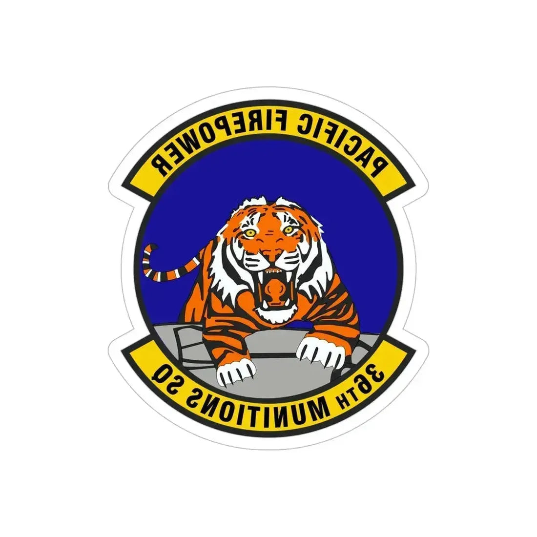 36 Munitions Squadron PACAF (U.S. Air Force) REVERSE PRINT Transparent Die-Cut STICKER 6 Inch Die-Cut Transparent - The Sticker Space