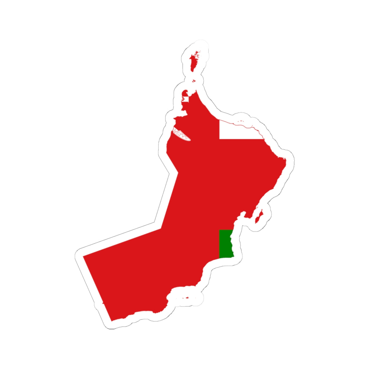 Flag-map of Oman precise boundaries (Oman) STICKER Vinyl Kiss-Cut Decal
