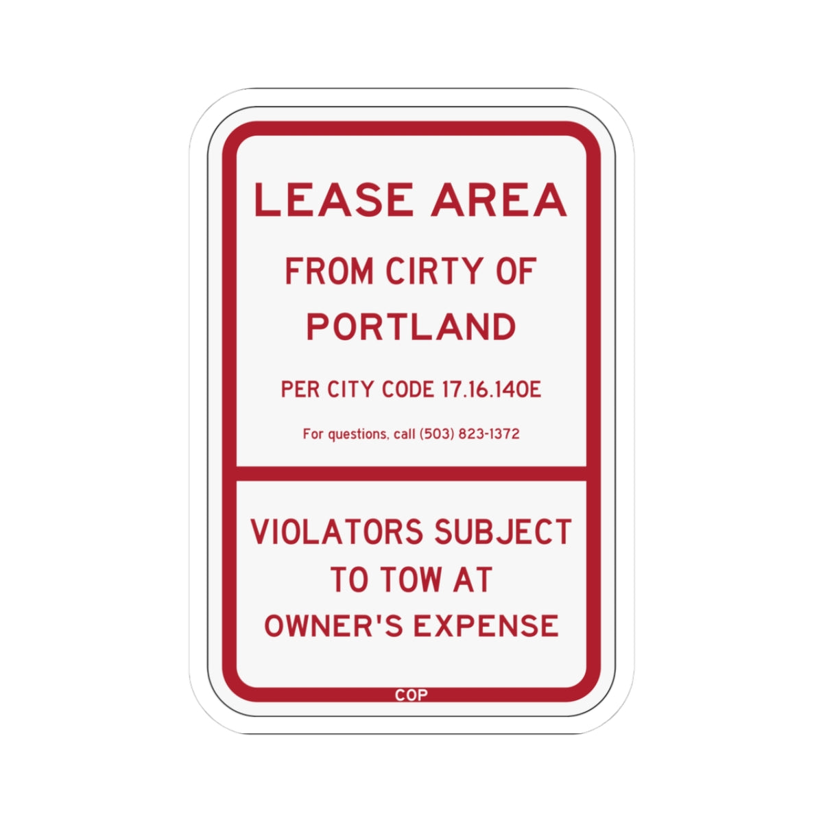 PBOT Road sign P4492 (Oregon) (Road Sign) STICKER Vinyl Kiss-Cut Decal