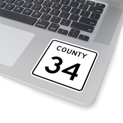 County 34 square (Minnesota) (Road Sign) STICKER Vinyl Kiss-Cut Decal