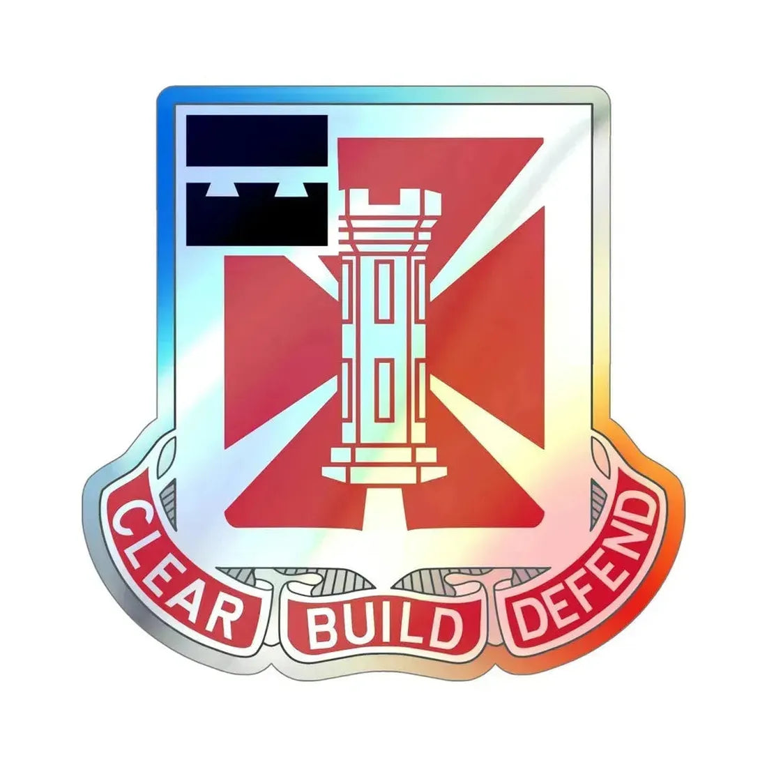 363 Engineer Battalion (U.S. Army) Holographic STICKER Die-Cut Vinyl Decal 2 Inch Holographic - The Sticker Space