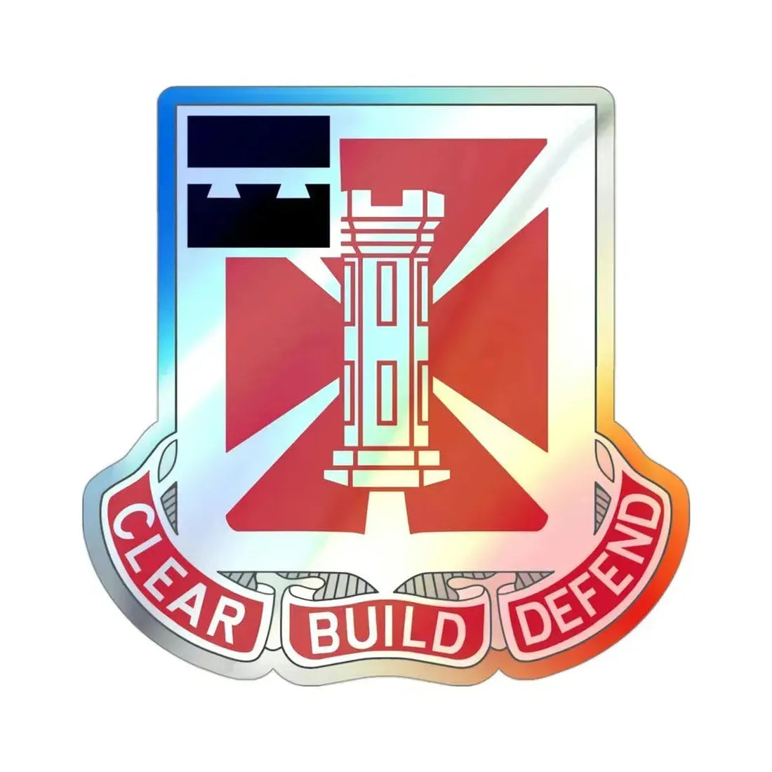 363 Engineer Battalion (U.S. Army) Holographic STICKER Die-Cut Vinyl Decal 3 Inch Holographic - The Sticker Space
