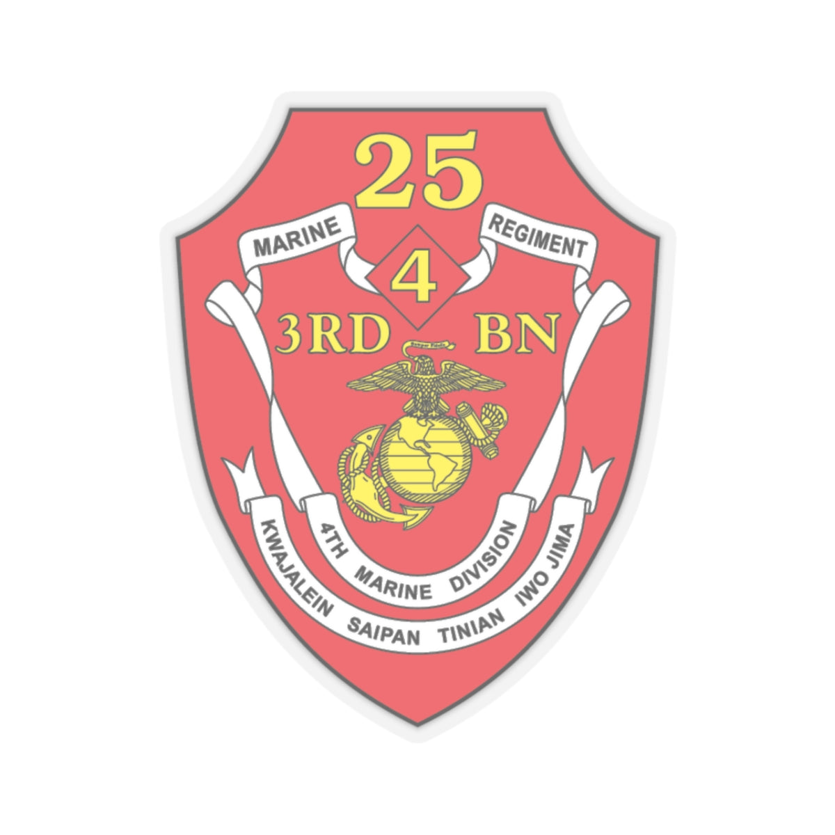 3rd BN 25th Marines 4th Marine Div (USMC) STICKER Vinyl Kiss-Cut Decal