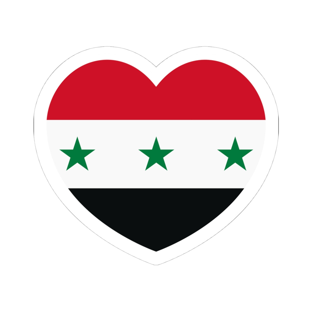 Iraq 1963-1991 and Syria 1963-1972 flag heart white (Iraq) STICKER Vinyl Kiss-Cut Decal