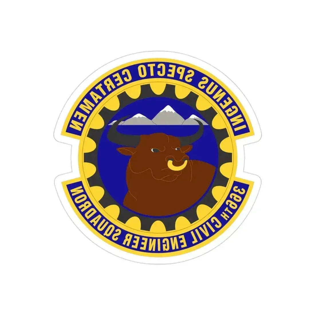 366 Civil Engineer Squadron ACC (U.S. Air Force) REVERSE PRINT Transparent Die-Cut STICKER 3 Inch Die-Cut Transparent - The Sticker Space
