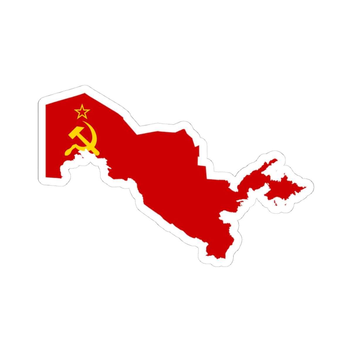 Uzbekistan Map with Soviet Flag (Uzbekistan) STICKER Vinyl Kiss-Cut Decal