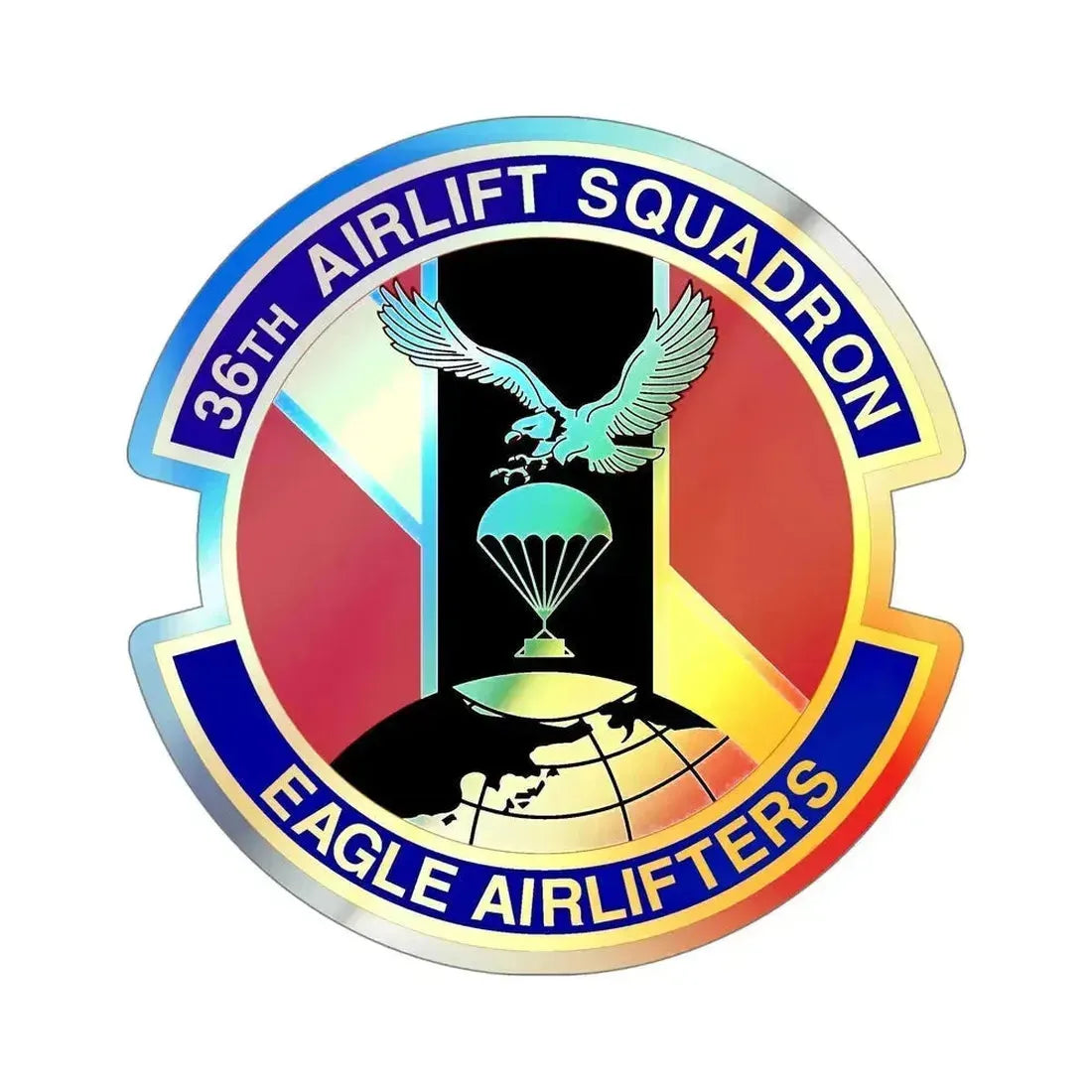36th Airlift Squadron (U.S. Air Force) Holographic STICKER Die-Cut Vinyl Decal 5 Inch Holographic - The Sticker Space