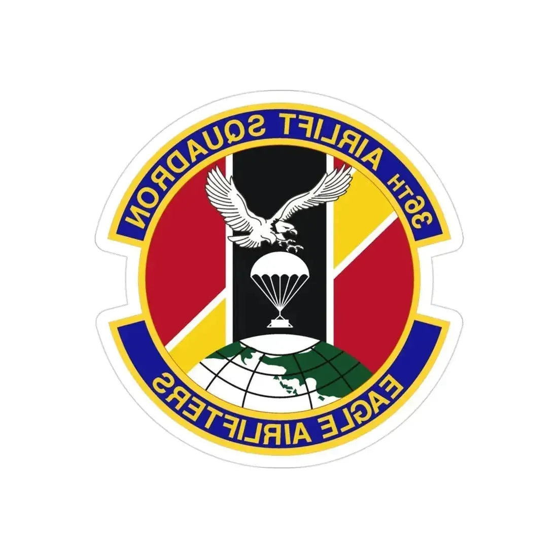 36th Airlift Squadron (U.S. Air Force) REVERSE PRINT Transparent Die-Cut STICKER 3 Inch Die-Cut Transparent - The Sticker Space