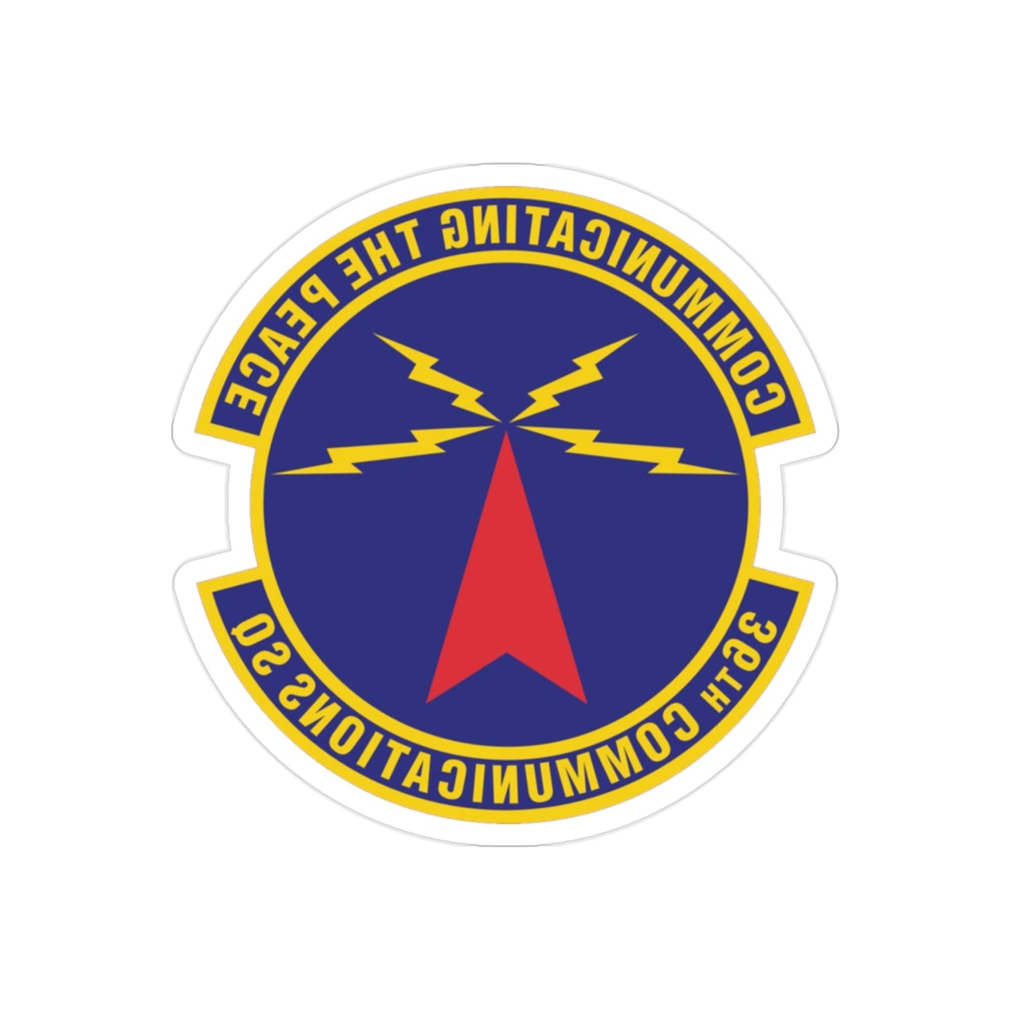 36th Communications Squadron (U.S. Air Force) REVERSE PRINT Transparent STICKER-2" × 2"-The Sticker Space