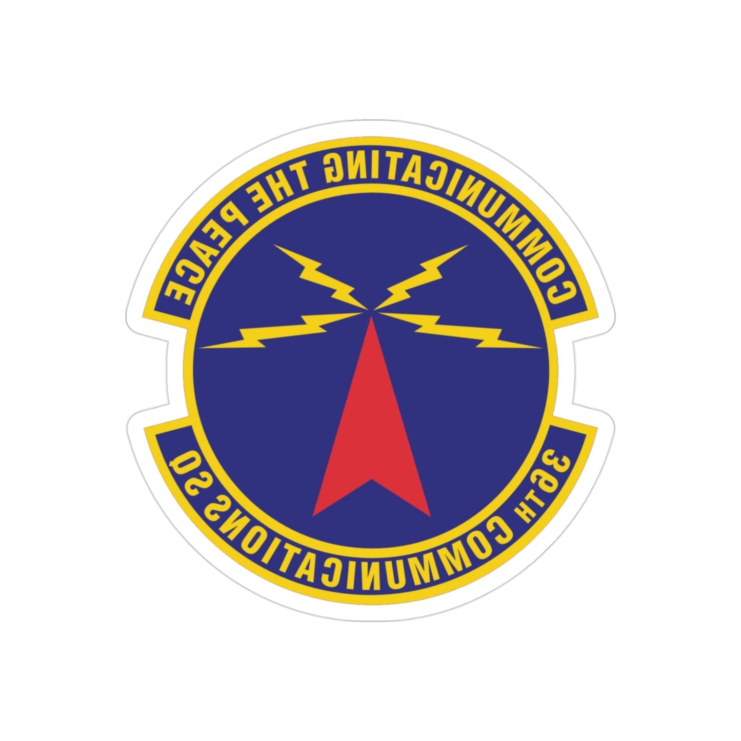 36th Communications Squadron (U.S. Air Force) REVERSE PRINT Transparent STICKER-3" × 3"-The Sticker Space