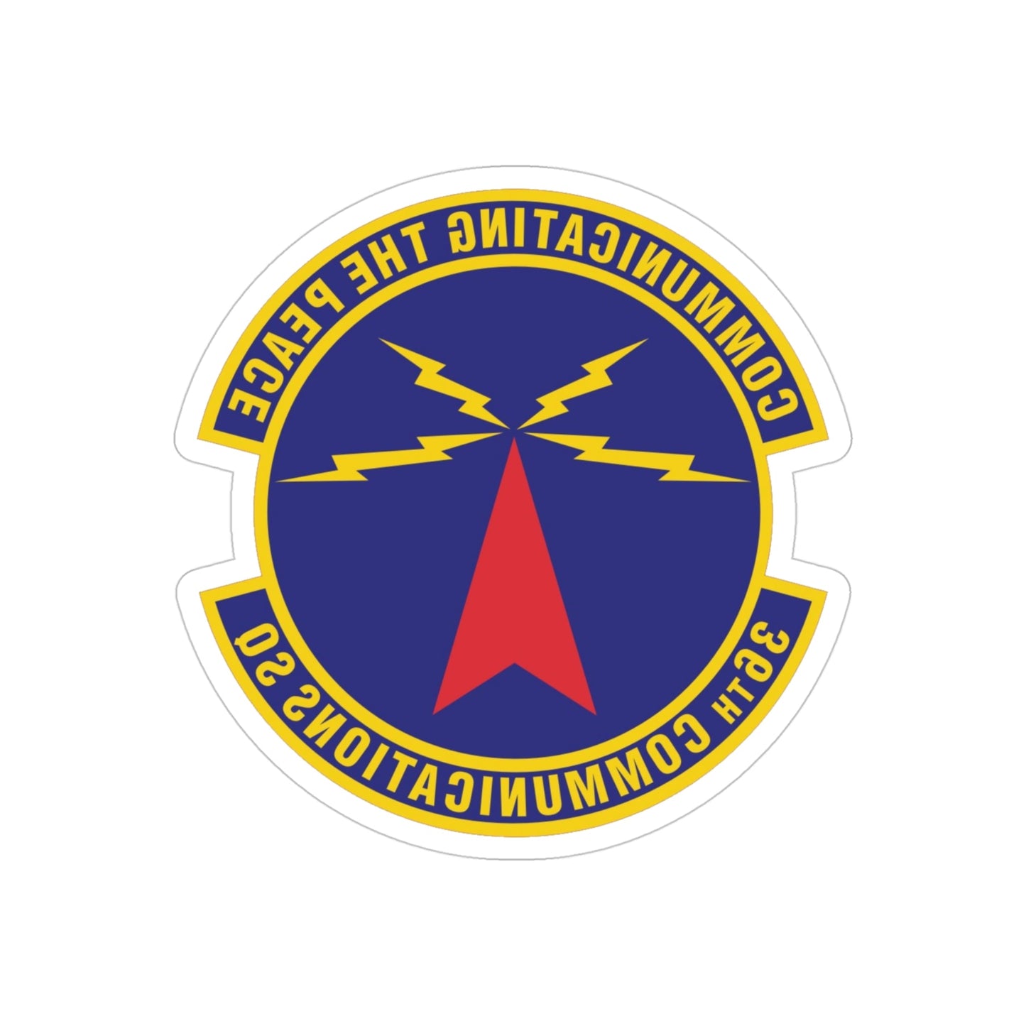 36th Communications Squadron (U.S. Air Force) REVERSE PRINT Transparent STICKER-4" × 4"-The Sticker Space