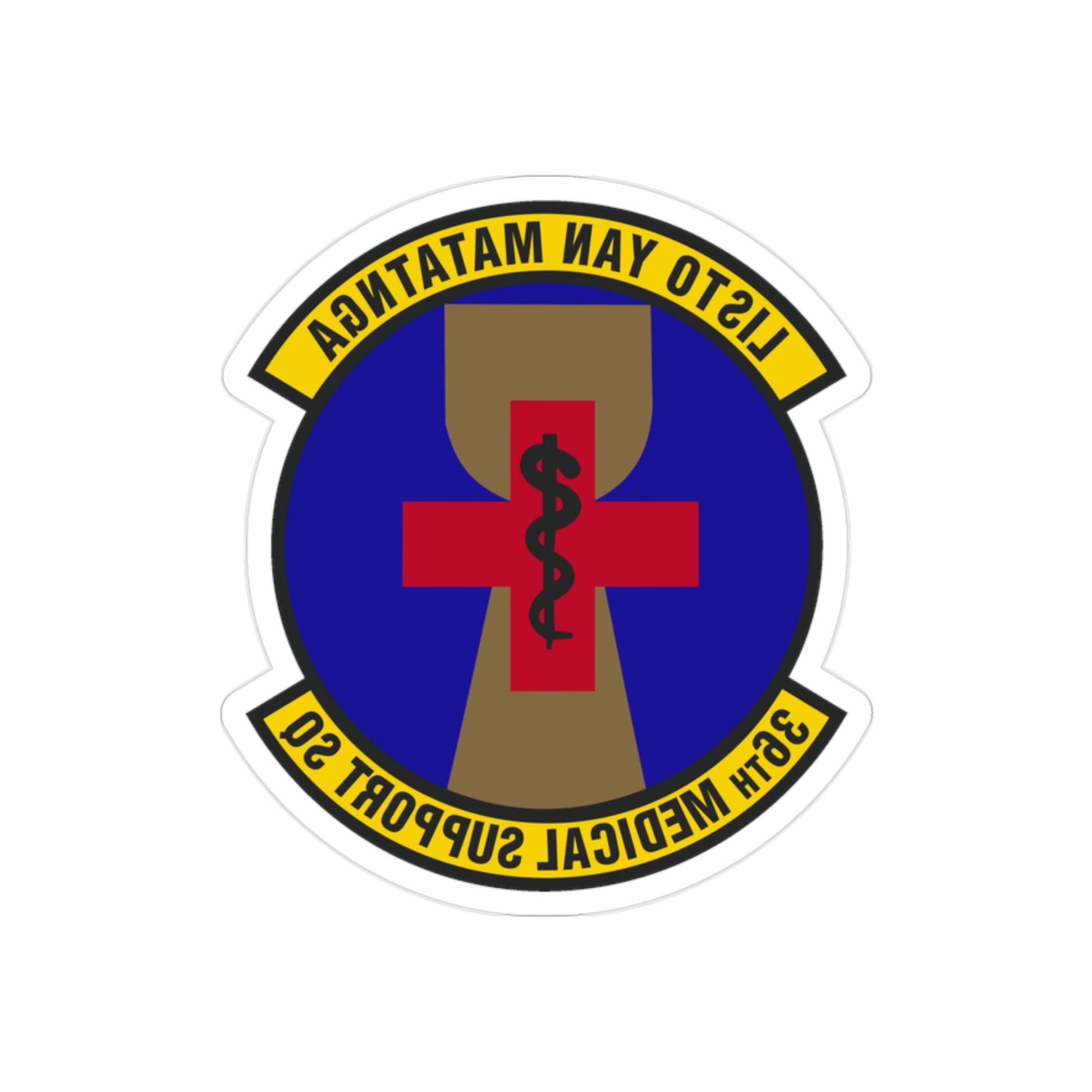 36th Medical Support Squadron (U.S. Air Force) REVERSE PRINT Transparent STICKER-2" × 2"-The Sticker Space