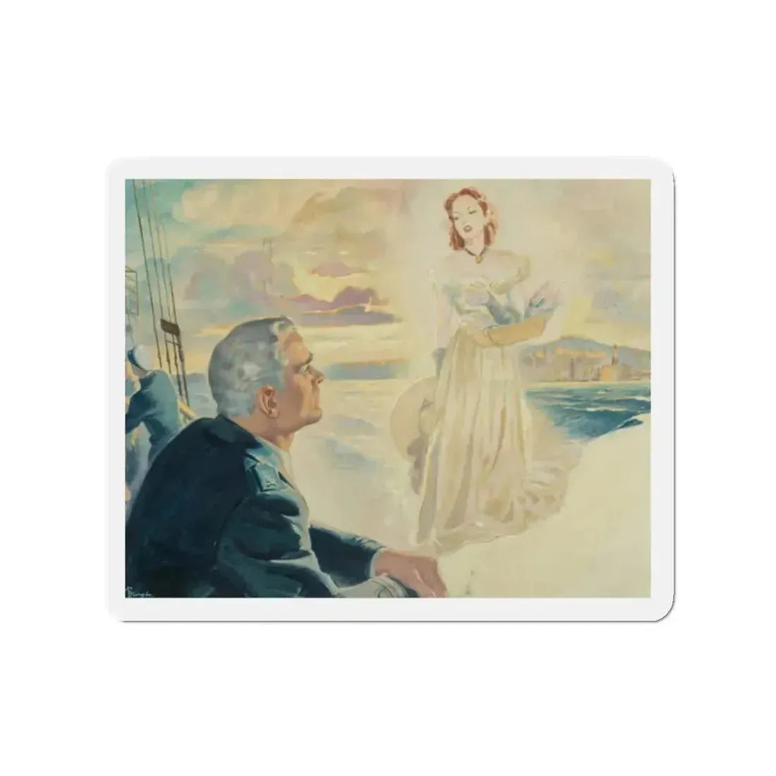 37 Year Vigil, American Weekly Magazine interior illustration, June 12, 1949 (Magazine Illustration) Refrigerator Magnet 2 Inch - The Sticker Space