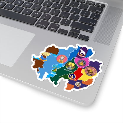 Flag map of Thai provinces Northern Region (Thailand) STICKER Vinyl Kiss-Cut Decal