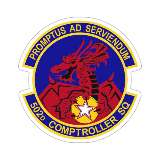 502d Comptroller Squadron (U.S. Air Force) STICKER Vinyl Kiss-Cut Decal