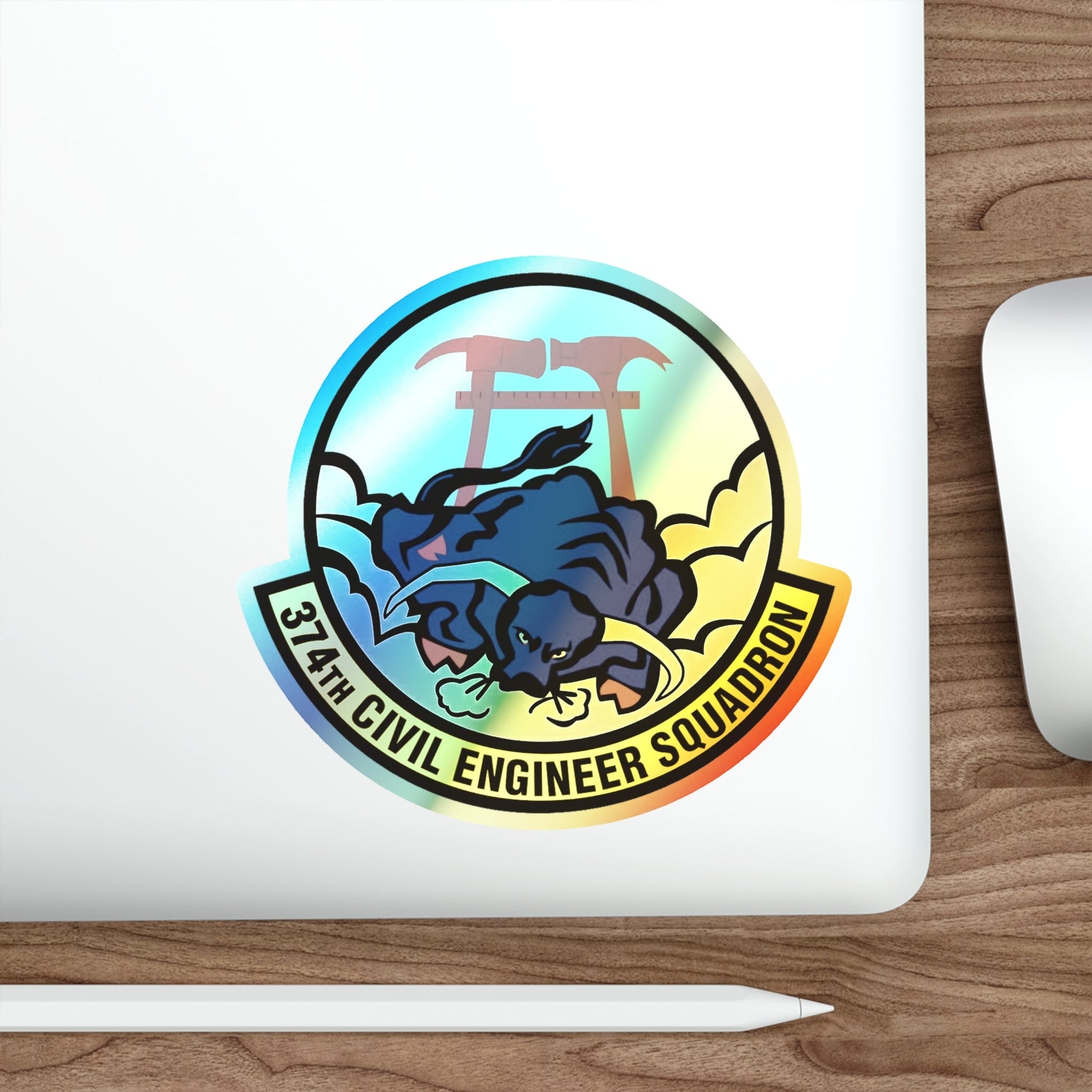 374 Civil Engineer Squadron PACAF (U.S. Air Force) Holographic STICKER Die-Cut Vinyl Decal-The Sticker Space