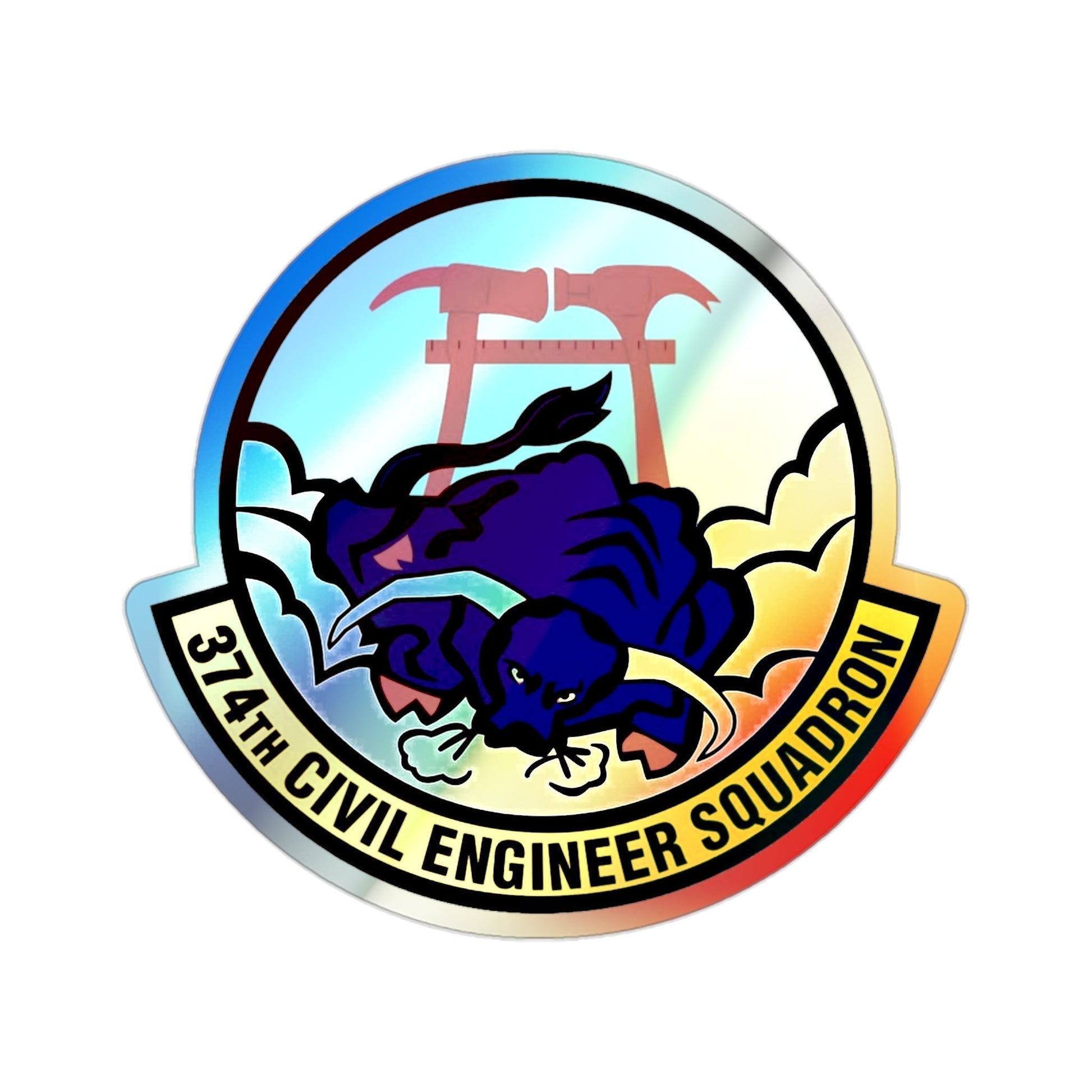 374 Civil Engineer Squadron PACAF (U.S. Air Force) Holographic STICKER Die-Cut Vinyl Decal-2 Inch-The Sticker Space