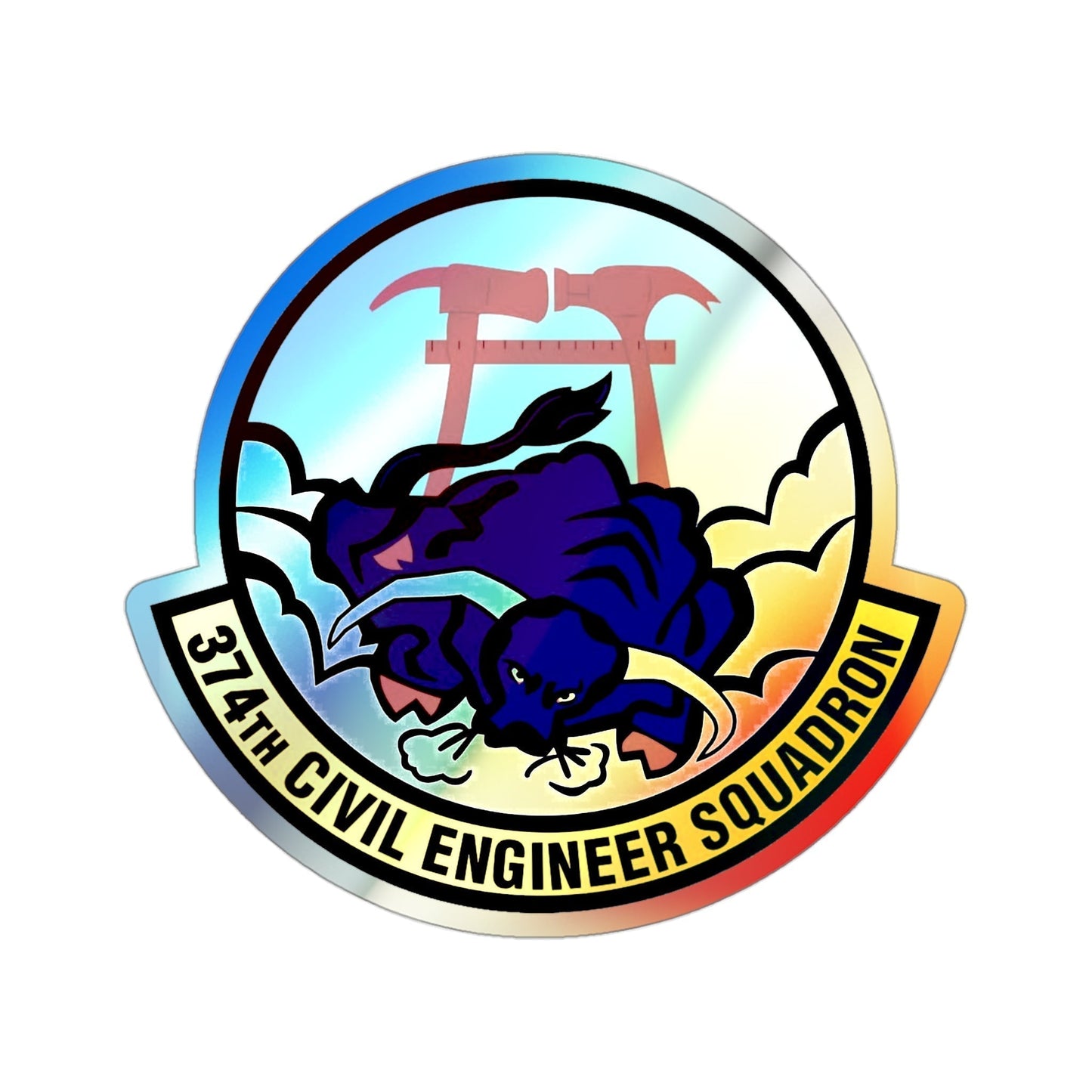 374 Civil Engineer Squadron PACAF (U.S. Air Force) Holographic STICKER Die-Cut Vinyl Decal-3 Inch-The Sticker Space