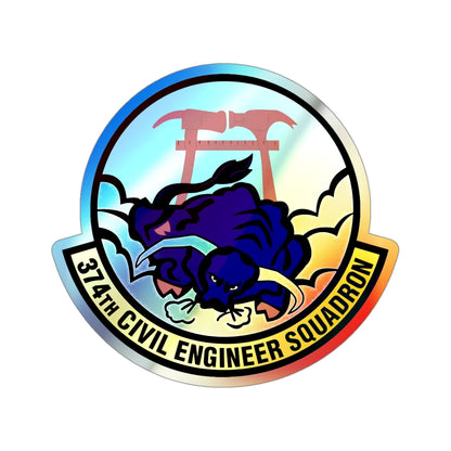 374 Civil Engineer Squadron PACAF (U.S. Air Force) Holographic STICKER Die-Cut Vinyl Decal-3 Inch-The Sticker Space