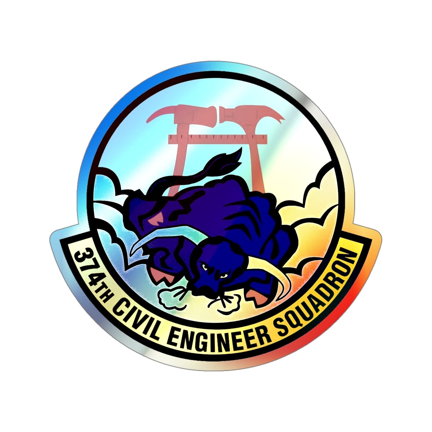 374 Civil Engineer Squadron PACAF (U.S. Air Force) Holographic STICKER Die-Cut Vinyl Decal-4 Inch-The Sticker Space