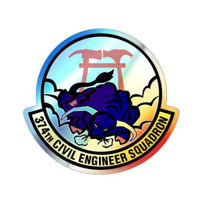 374 Civil Engineer Squadron PACAF (U.S. Air Force) Holographic STICKER Die-Cut Vinyl Decal-4 Inch-The Sticker Space