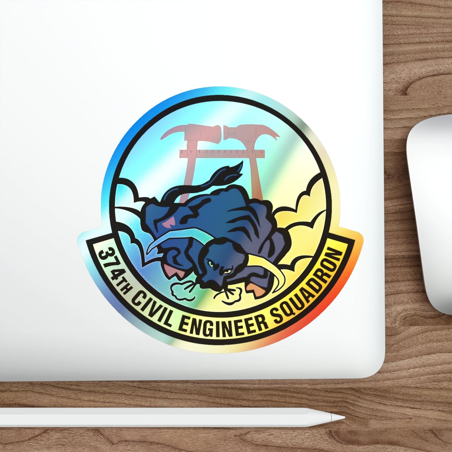 374 Civil Engineer Squadron PACAF (U.S. Air Force) Holographic STICKER Die-Cut Vinyl Decal-The Sticker Space