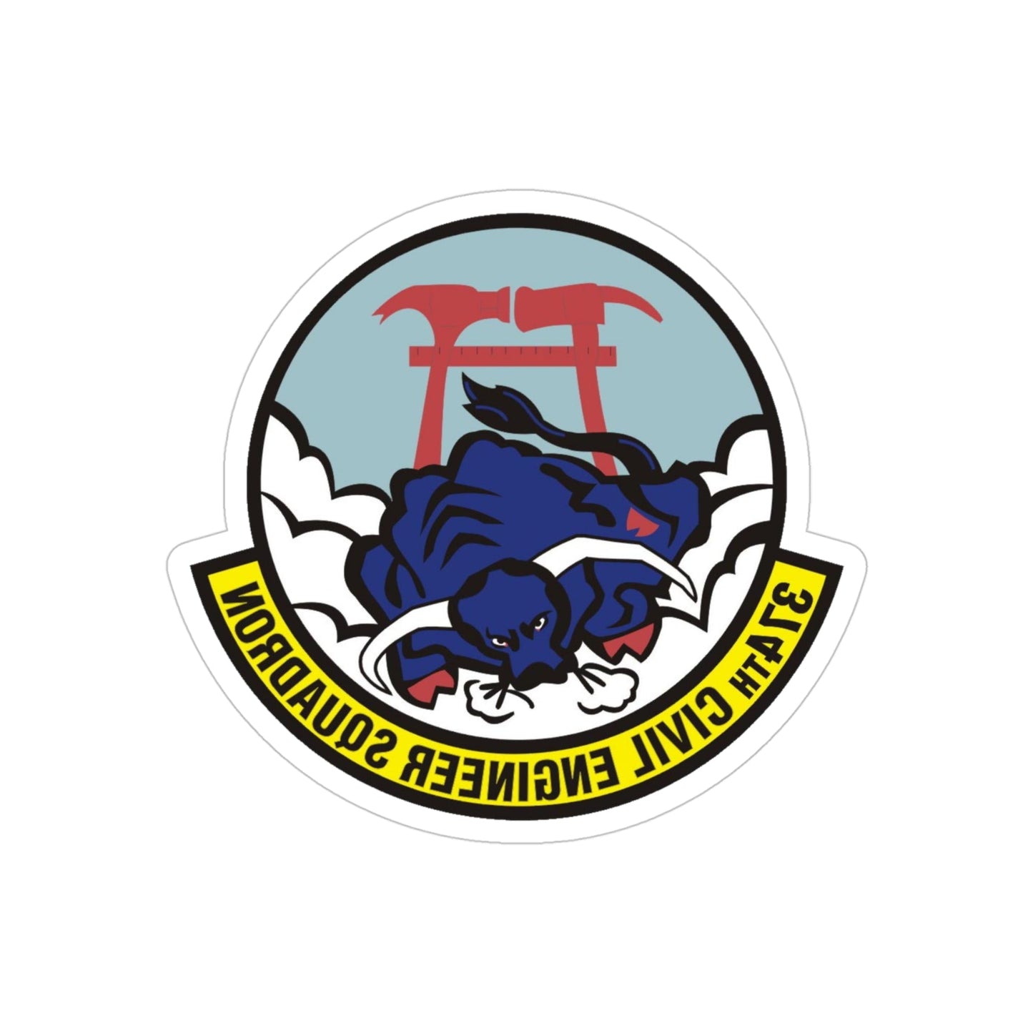 374 Civil Engineer Squadron PACAF (U.S. Air Force) REVERSE PRINT Transparent STICKER-4" × 4"-The Sticker Space