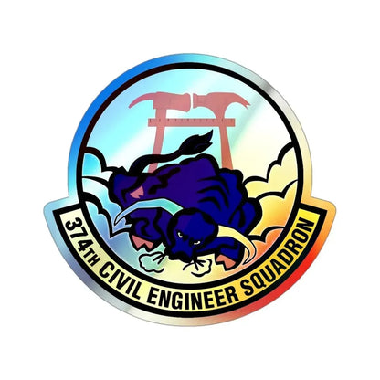 374 Civil Engineer Squadron PACAF (U.S. Air Force) Holographic STICKER Die-Cut Vinyl Decal - The Sticker Space