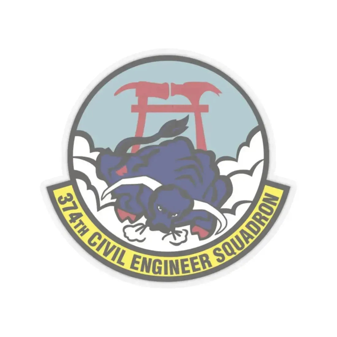 374 Civil Engineer Squadron PACAF (U.S. Air Force) STICKER Vinyl Kiss-Cut Decal 2 Inch Transparent - The Sticker Space