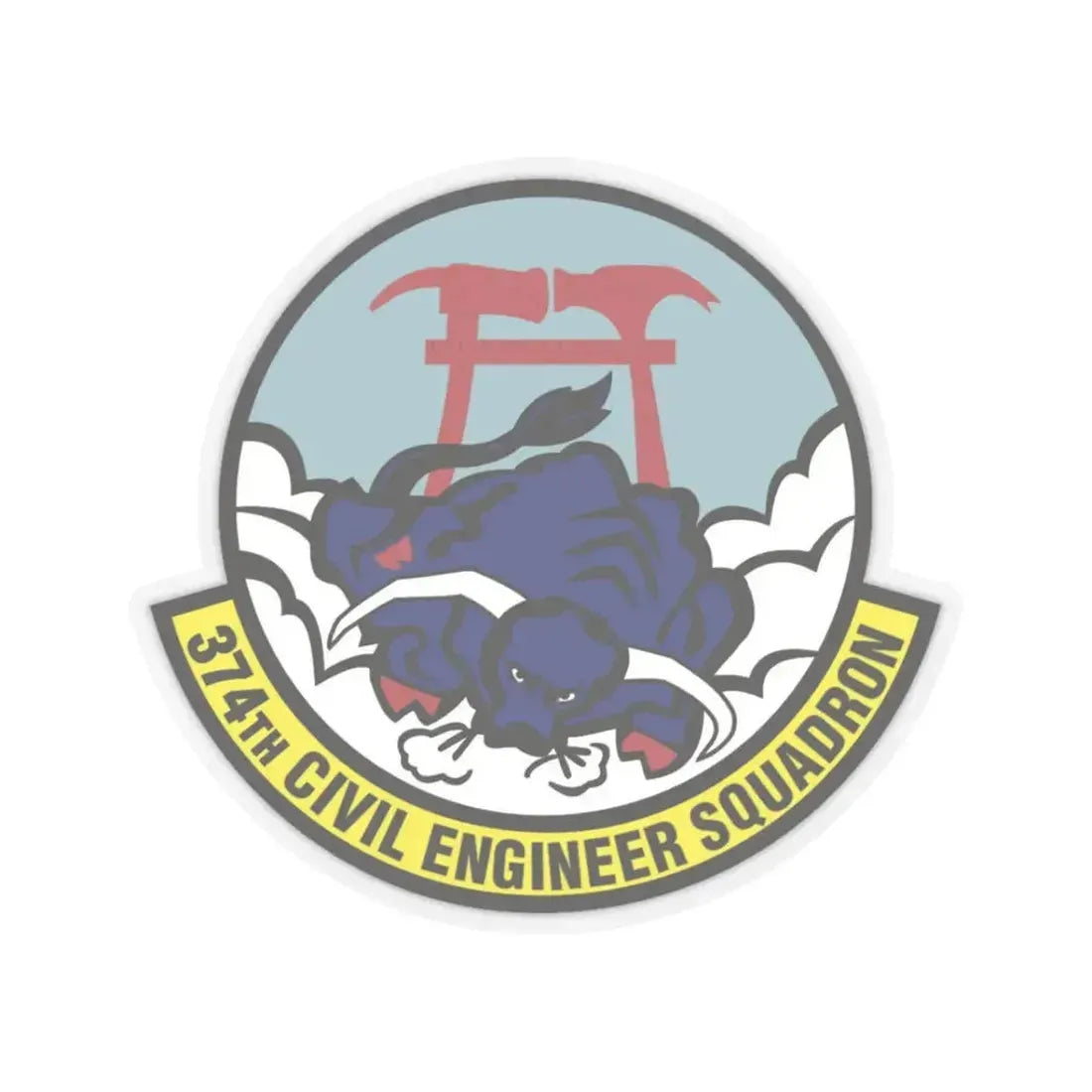 374 Civil Engineer Squadron PACAF (U.S. Air Force) STICKER Vinyl Kiss-Cut Decal 3 Inch Transparent - The Sticker Space