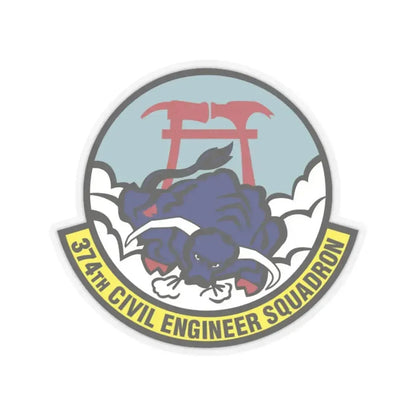 374 Civil Engineer Squadron PACAF (U.S. Air Force) STICKER Vinyl Kiss-Cut Decal 3 Inch Transparent - The Sticker Space