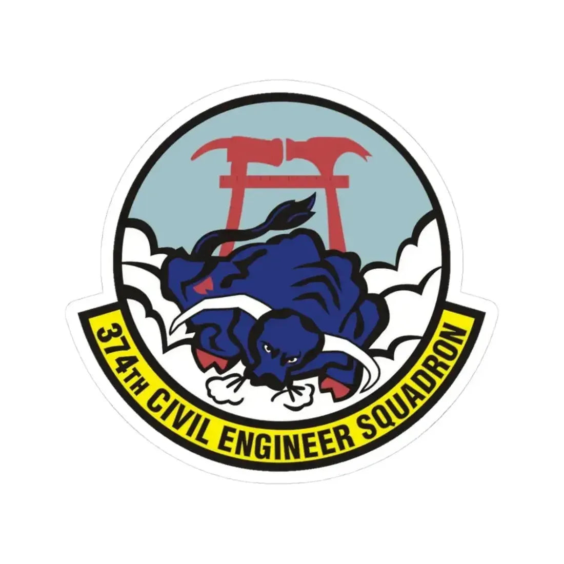 374 Civil Engineer Squadron PACAF (U.S. Air Force) STICKER Vinyl Kiss-Cut Decal 3 Inch White - The Sticker Space