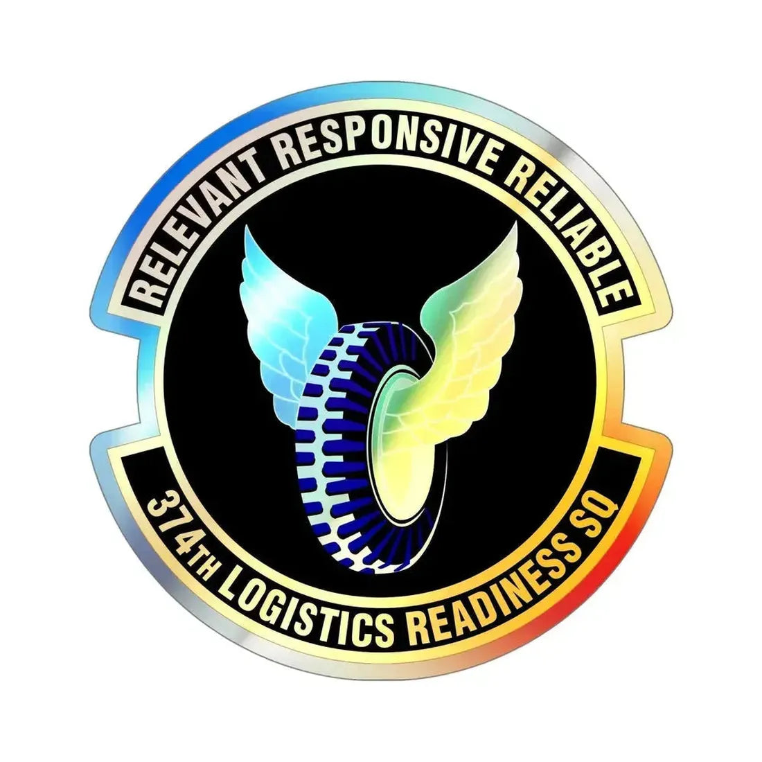 374 Logistics Readiness Squadron PACAF (U.S. Air Force) Holographic STICKER Die-Cut Vinyl Decal 5 Inch Holographic - The Sticker Space