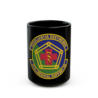 374th Medical Support Squadron (U.S. Air Force) Black Coffee Mug-15oz-The Sticker Space