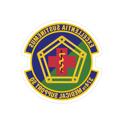 374th Medical Support Squadron (U.S. Air Force) REVERSE PRINT Transparent STICKER-2" × 2"-The Sticker Space