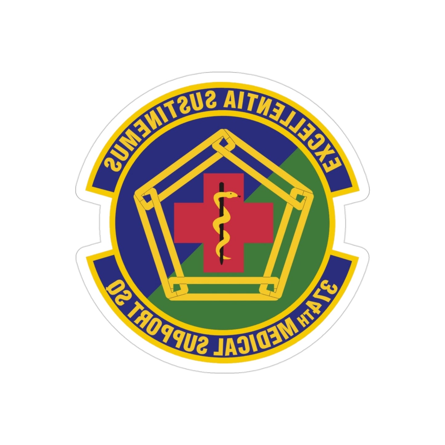 374th Medical Support Squadron (U.S. Air Force) REVERSE PRINT Transparent STICKER-3" × 3"-The Sticker Space