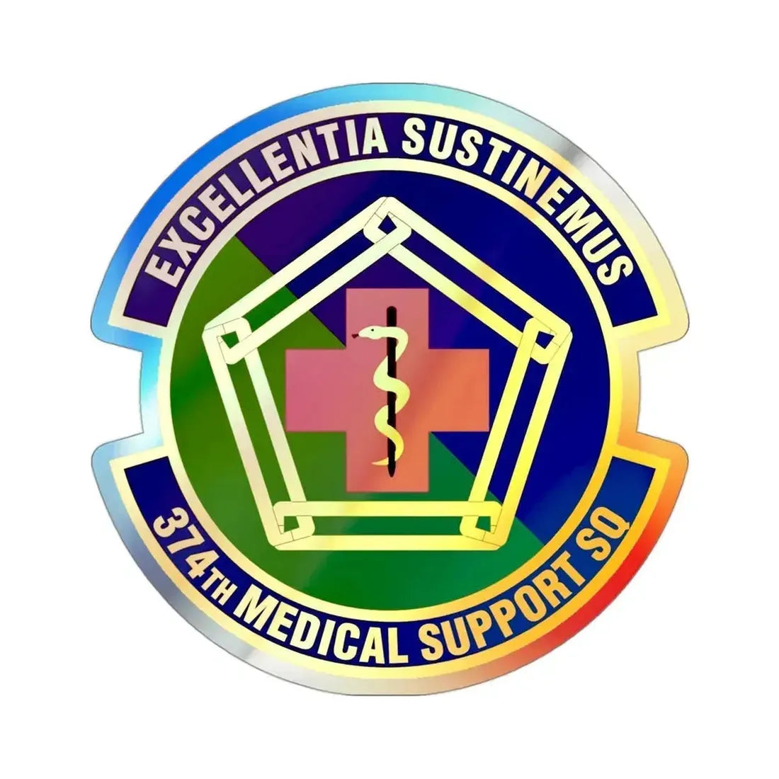 374th Medical Support Squadron (U.S. Air Force) Holographic STICKER Die-Cut Vinyl Decal 3 Inch Holographic - The Sticker Space