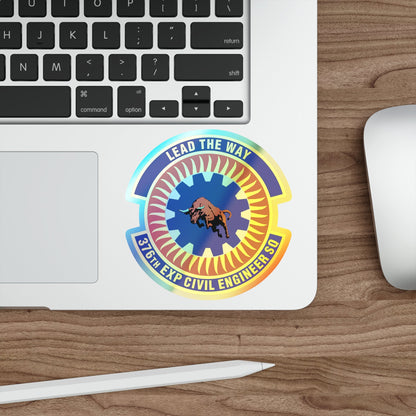 376th Expeditionary Civil Engineer Squadron (U.S. Air Force) Holographic STICKER Die-Cut Vinyl Decal-The Sticker Space