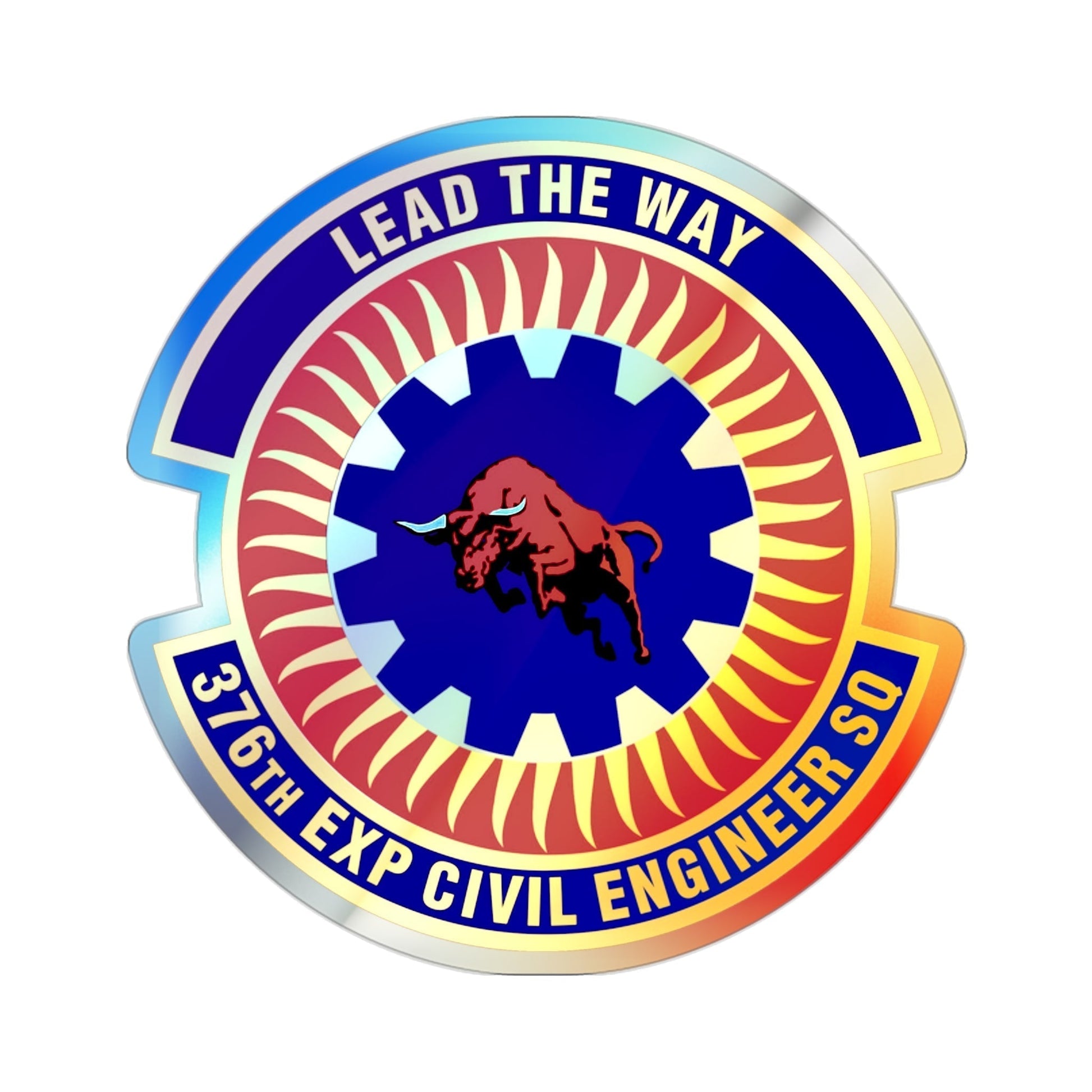 376th Expeditionary Civil Engineer Squadron (U.S. Air Force) Holographic STICKER Die-Cut Vinyl Decal-2 Inch-The Sticker Space