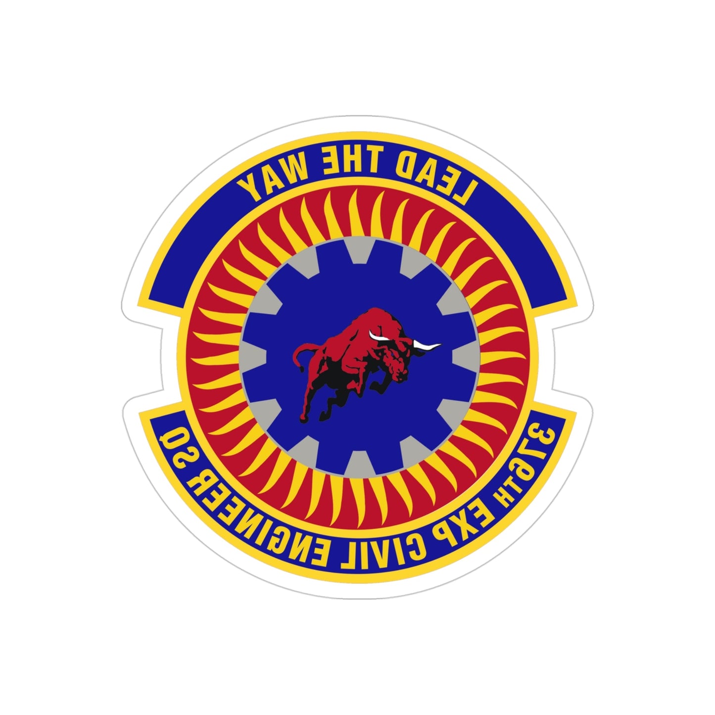 376th Expeditionary Civil Engineer Squadron (U.S. Air Force) REVERSE PRINT Transparent STICKER-4" × 4"-The Sticker Space