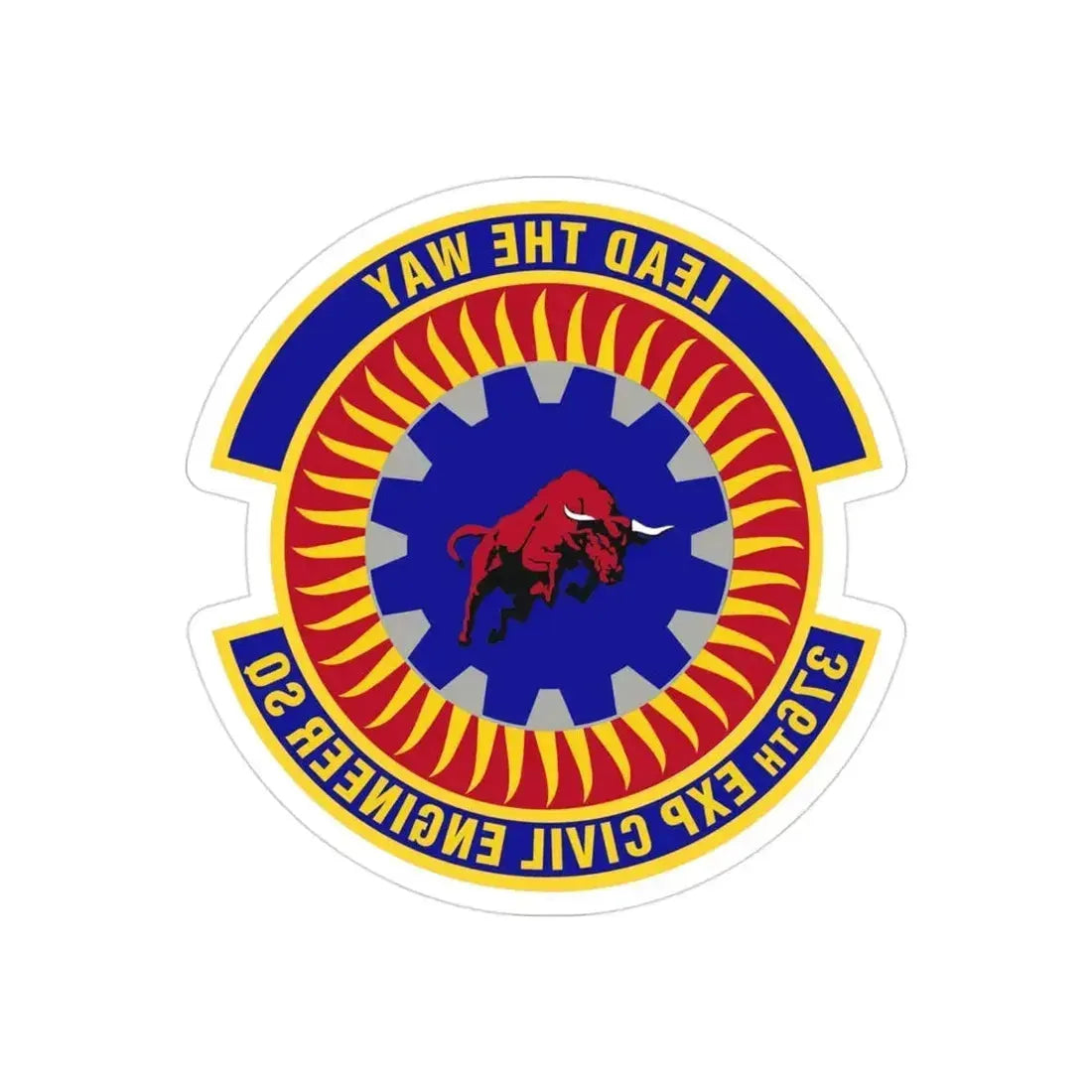 376th Expeditionary Civil Engineer Squadron (U.S. Air Force) REVERSE PRINT Transparent Die-Cut STICKER 3 Inch Die-Cut Transparent - The Sticker Space
