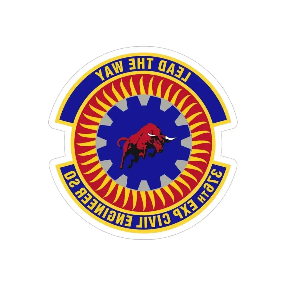376th Expeditionary Civil Engineer Squadron (U.S. Air Force) REVERSE PRINT Transparent Die-Cut STICKER 4 Inch Die-Cut Transparent - The Sticker Space