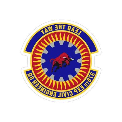 376th Expeditionary Civil Engineer Squadron (U.S. Air Force) REVERSE PRINT Transparent Die-Cut STICKER 4 Inch Die-Cut Transparent - The Sticker Space