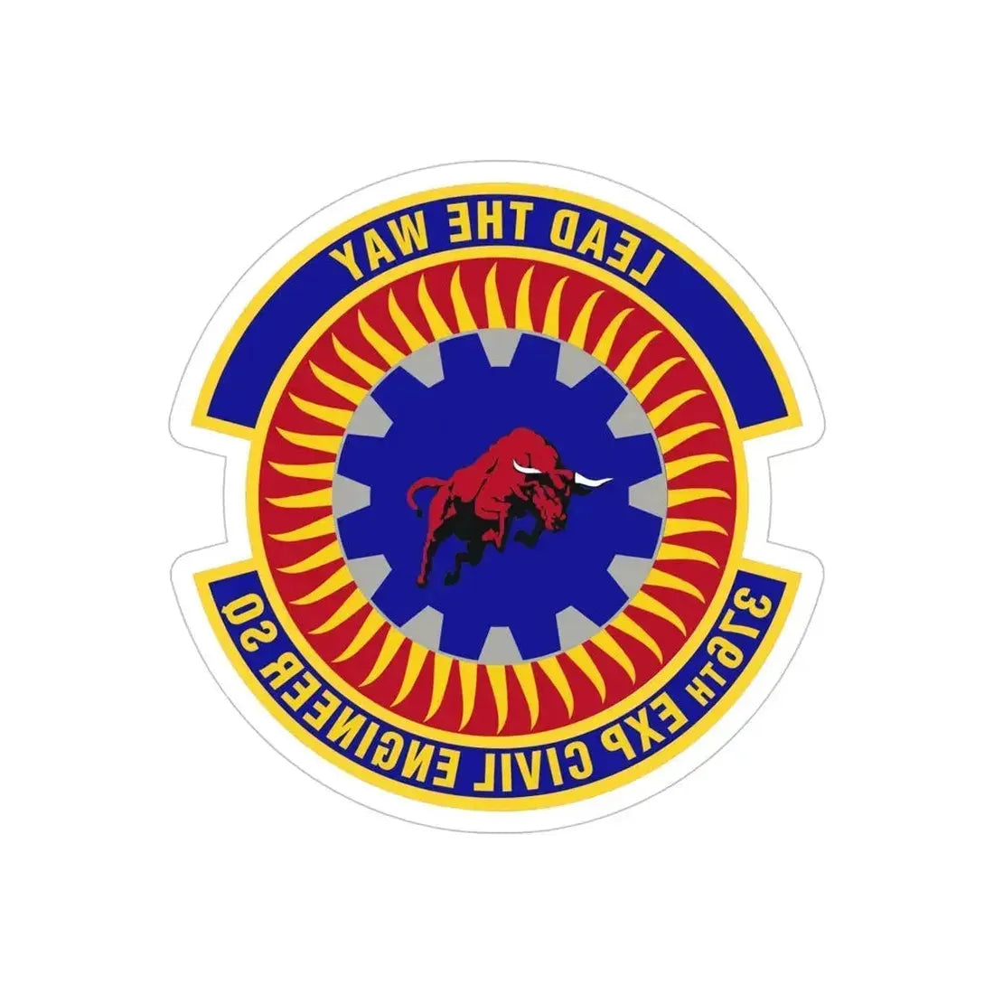 376th Expeditionary Civil Engineer Squadron (U.S. Air Force) REVERSE PRINT Transparent Die-Cut STICKER 5 Inch Die-Cut Transparent - The Sticker Space