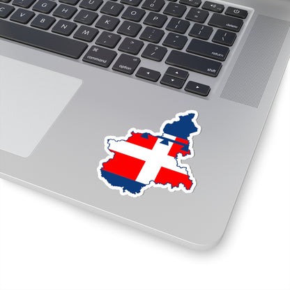Flag map of Piedmont (Italy) STICKER Vinyl Kiss-Cut Decal