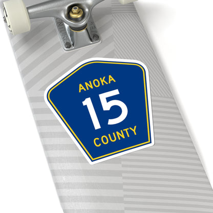 Anoka County 15 (Minnesota) (Road Sign) STICKER Vinyl Kiss-Cut Decal