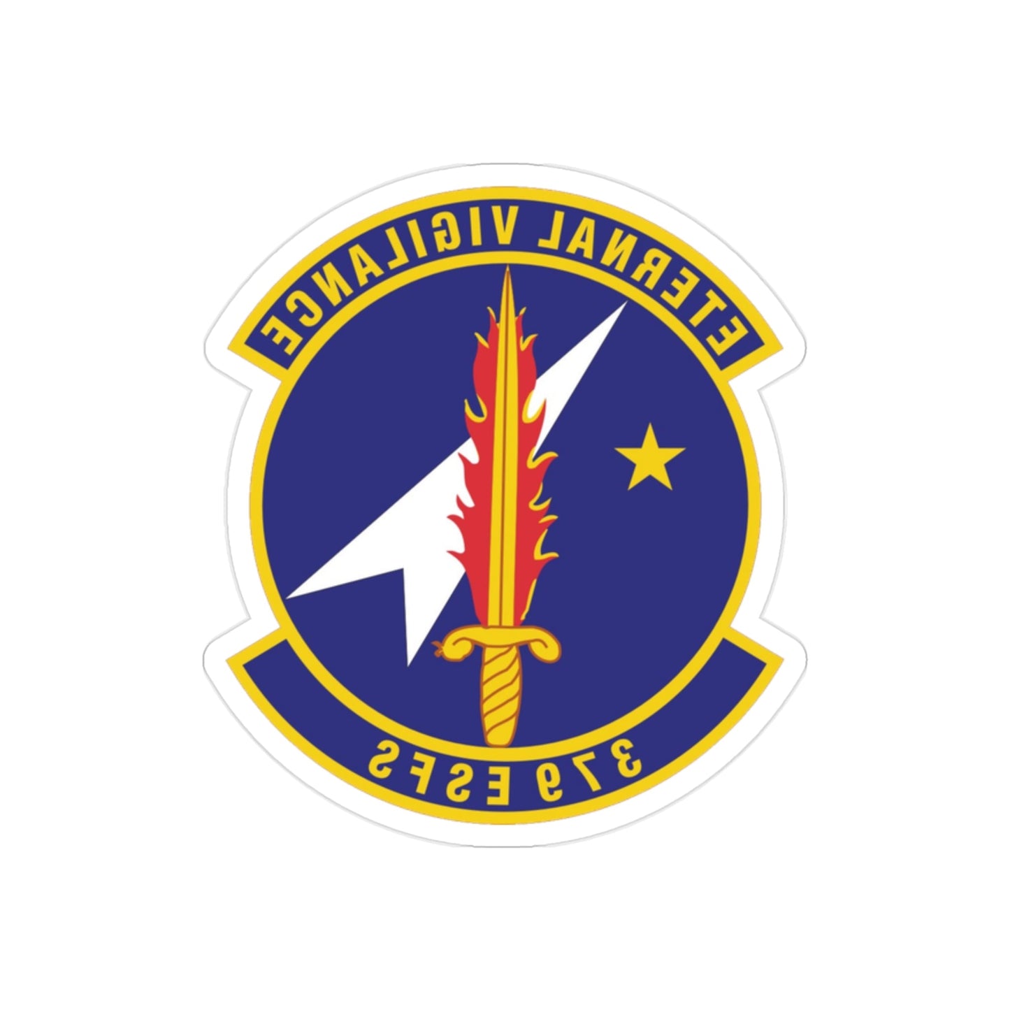 379th Expeditionary Security Forces Squadron (U.S. Air Force) REVERSE PRINT Transparent STICKER-2" × 2"-The Sticker Space