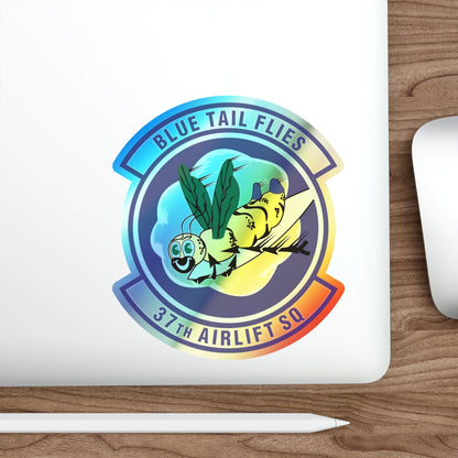 37th Airlift Squadron (U.S. Air Force) Holographic STICKER Die-Cut Vinyl Decal-The Sticker Space