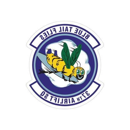 37th Airlift Squadron (U.S. Air Force) REVERSE PRINT Transparent STICKER-3" × 3"-The Sticker Space