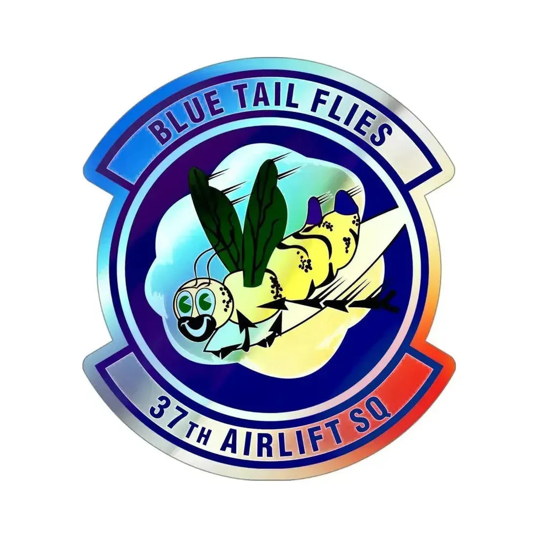 37th Airlift Squadron (U.S. Air Force) Holographic STICKER Die-Cut Vinyl Decal 4 Inch Holographic - The Sticker Space